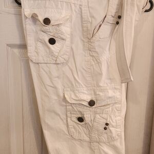 White Cargo Pants with Multiple Pockets
